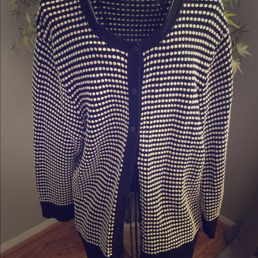 Black polka dot cardigan sweater fro Ann Taylor XL